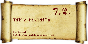 Tér Miklós névjegykártya